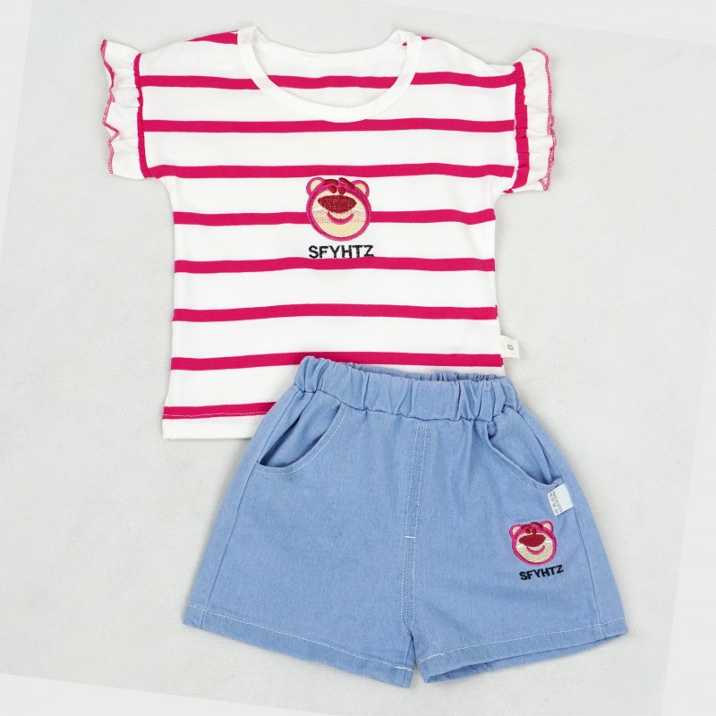 ست بچه گانه تیشرت و شلوارک cut طرح دار