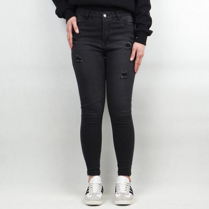 شلوار جین زنانه زاپدار گرد زیما  ‌ذغالی