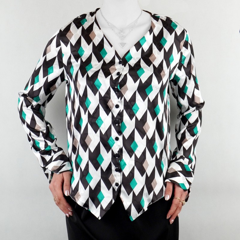 شومیز زنانه سیلک لوزی لوزی