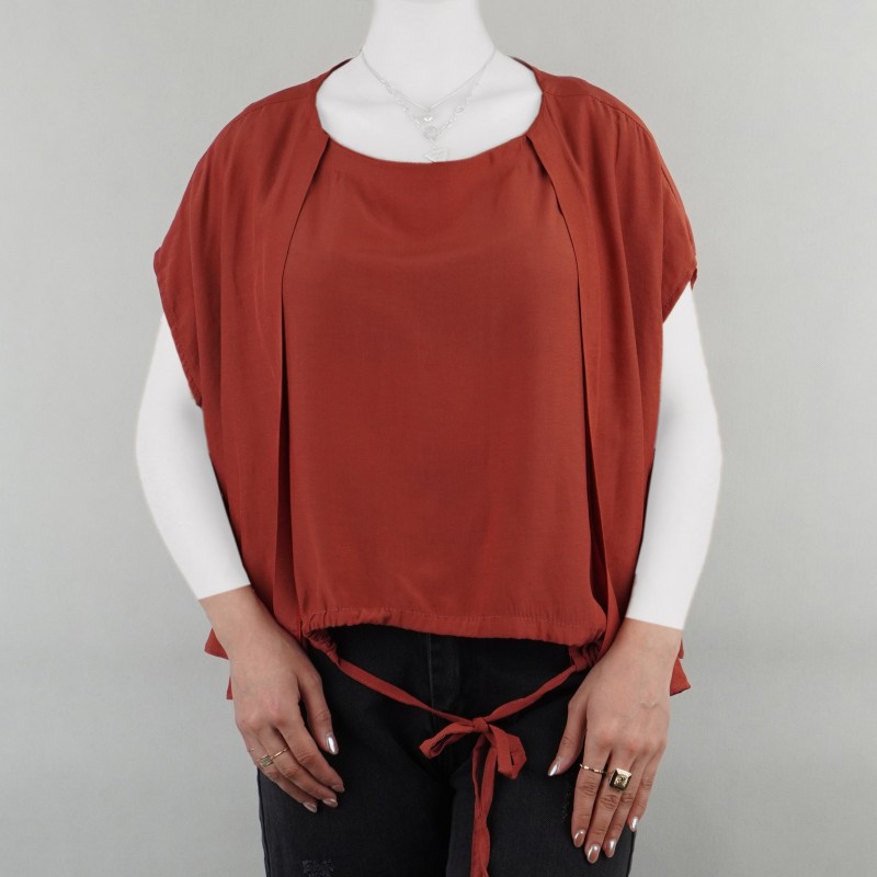 شومیز زنانه بدون آستین دوتیکه