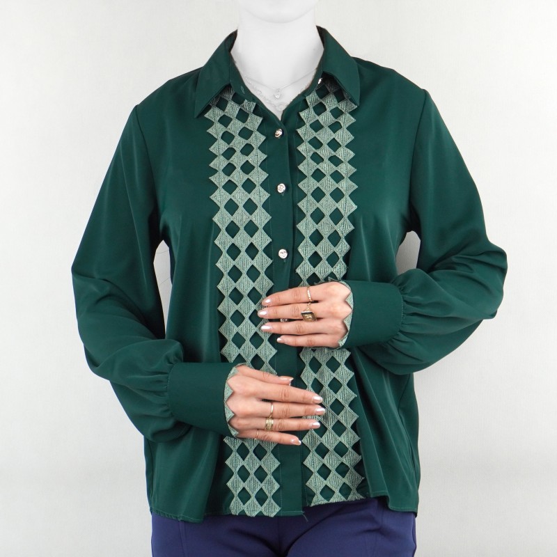 شومیز زنانه گیپور  لوزی لوزی  نیزل