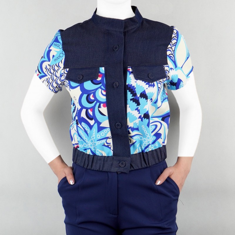 شومیز زنانه گل درشت سرمه ای نیزل