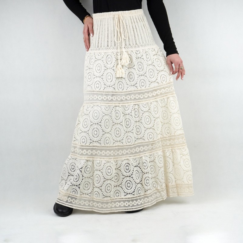 دامن زنانه قلاب کمرکش دو لایه توری