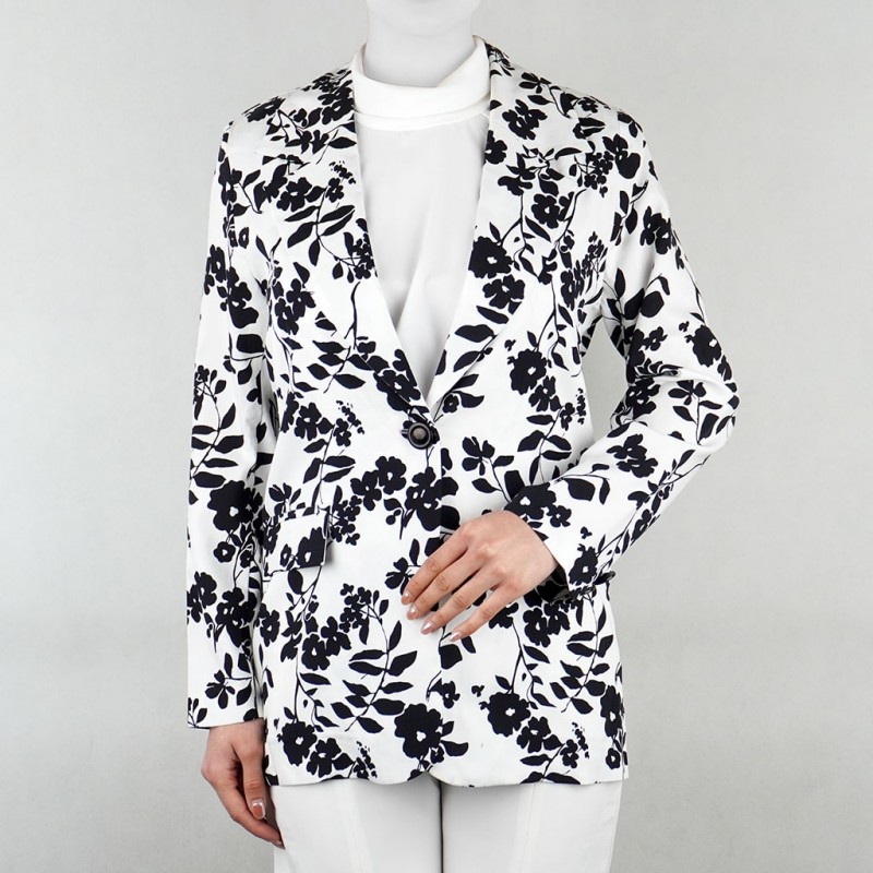 کت زنانه  گلدار سفید مشکی