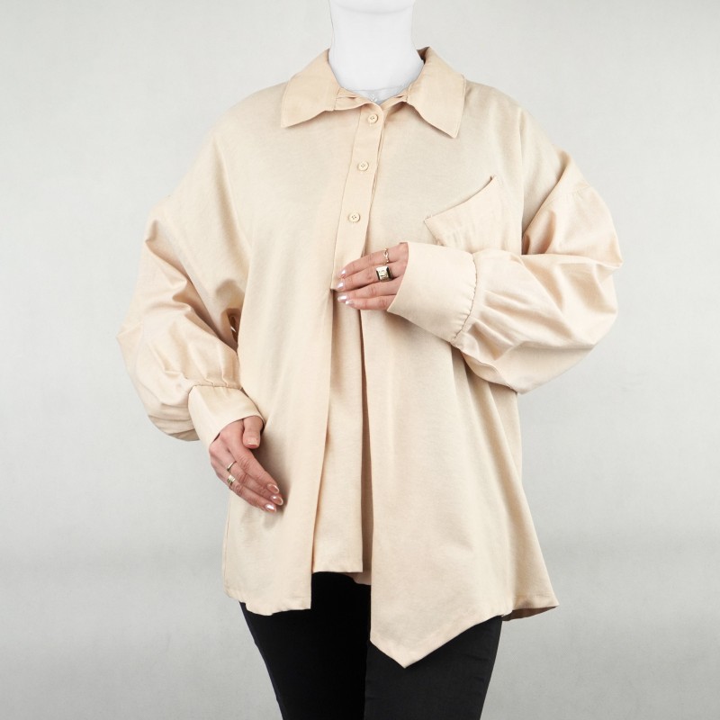 شومیز زنانه جیب کج کرم