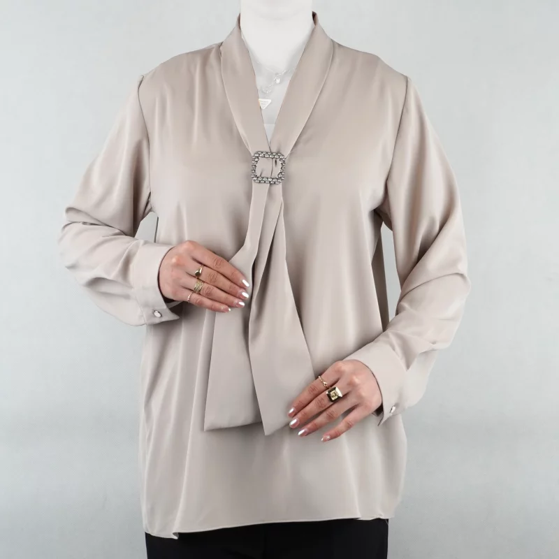 شومیز زنانه  کراوتی سگک نگینی