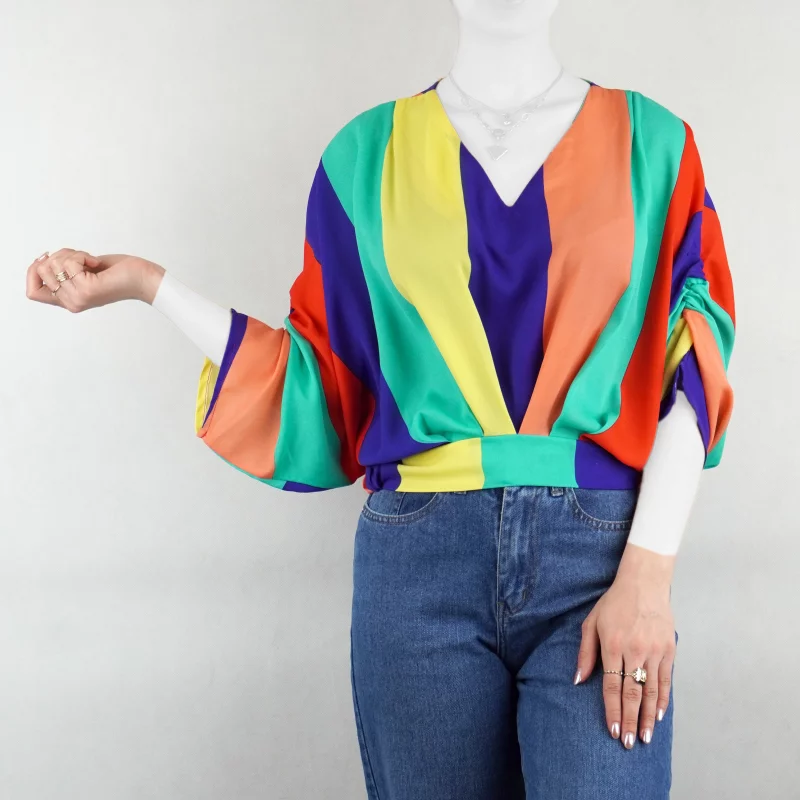 شومیز زنانه آبرنگی حریر یقه هفت