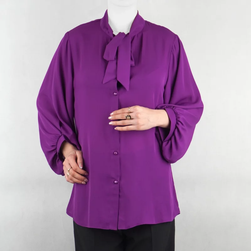 شومیز زنانه مدل یقه گره ای دکمه دار