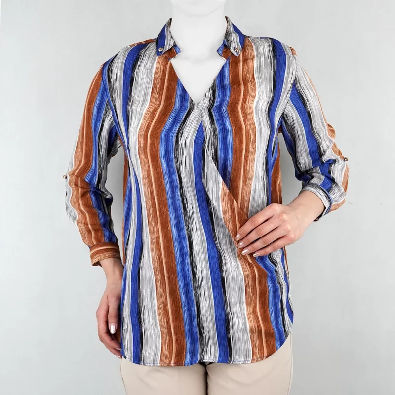 شومیز زنانه آبرنگی نیزل یقه برگردان