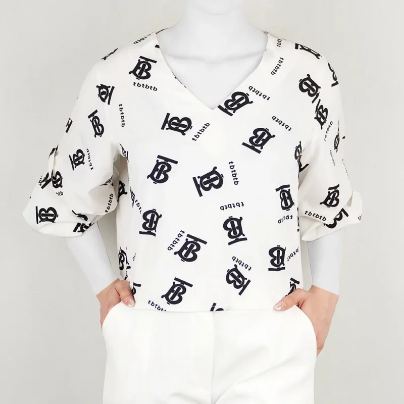 شومیز کراپ زنانه سفید و مشکی