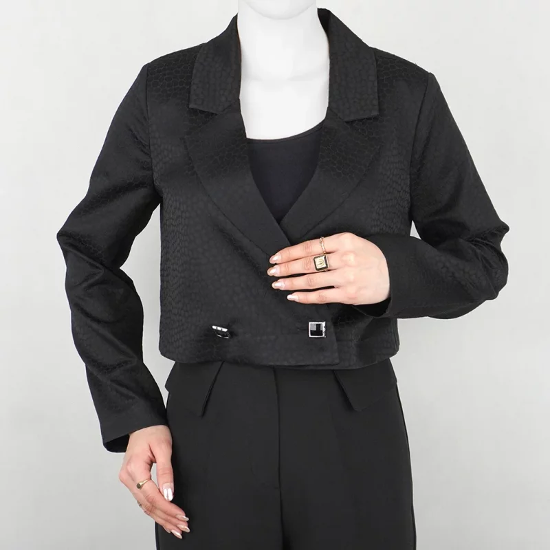 کت کراپ زنانه مشکی پوست ماری