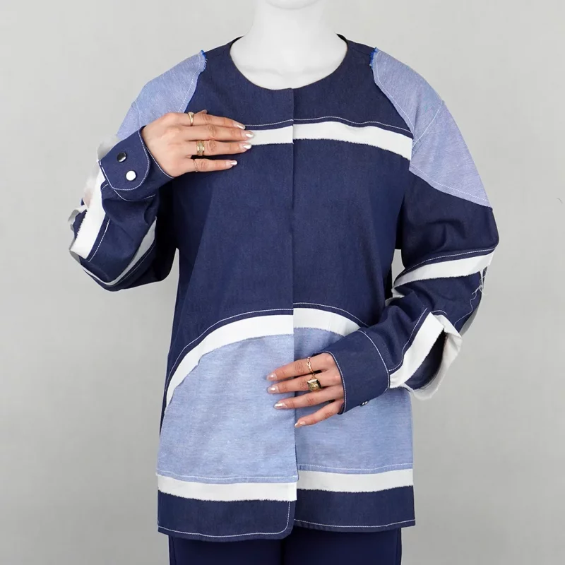 مانتو کتی زنانه طرح جین دو رنگ