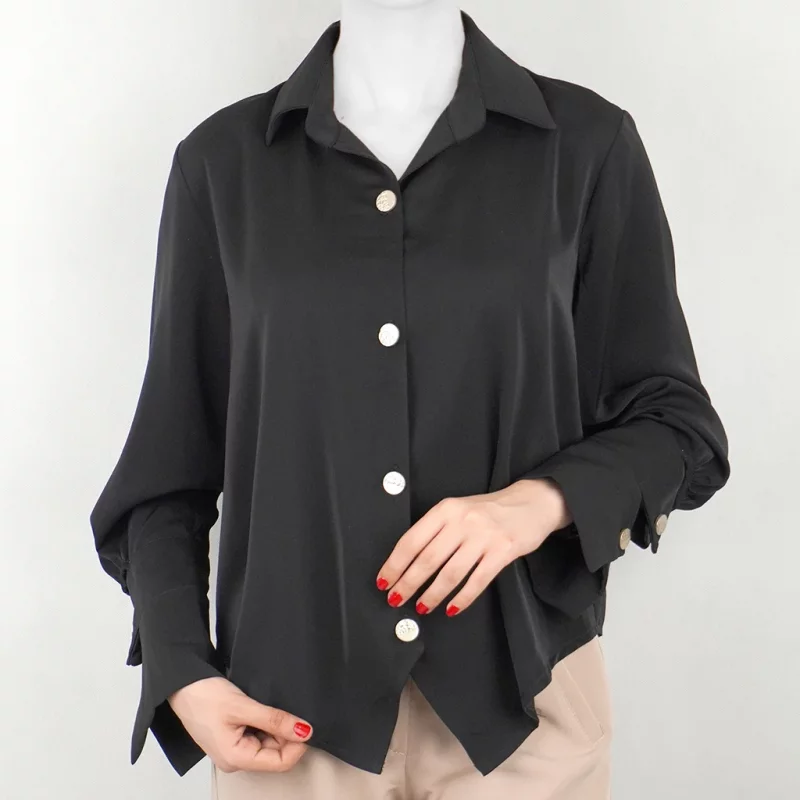 شومیز زنانه چهار دکمه مشکی