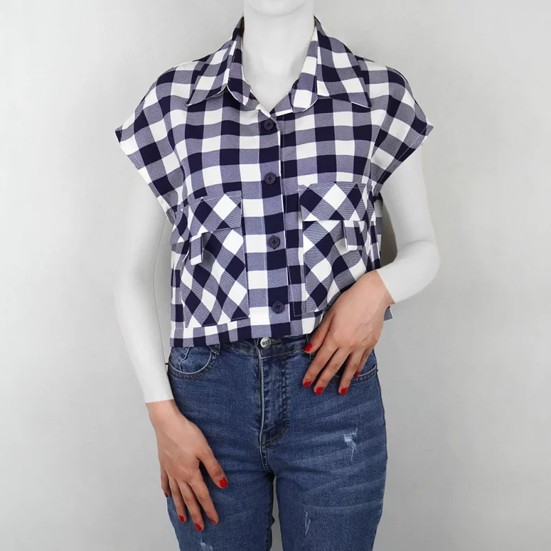 کراپ تاپ زنانه چهارخانه درشت