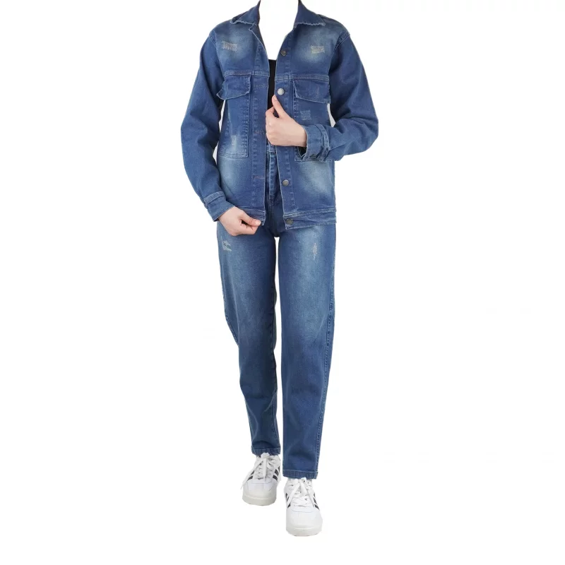 ست ۲ تکه جین دخترانه | ست کت و شلوار جین دخترانه