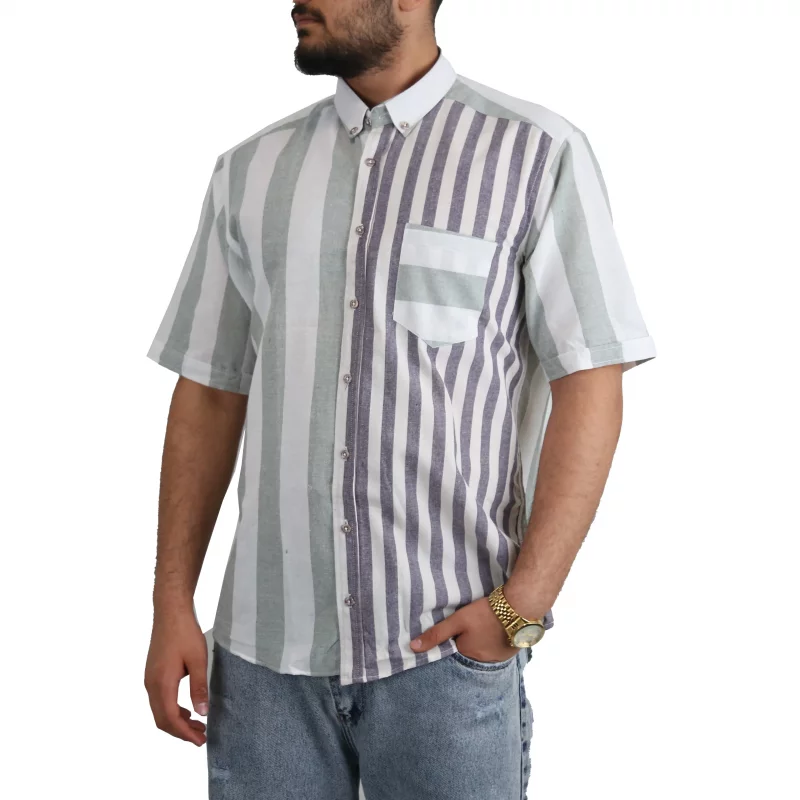 پیراهن مردانه آستین کوتاه دو رنگ
