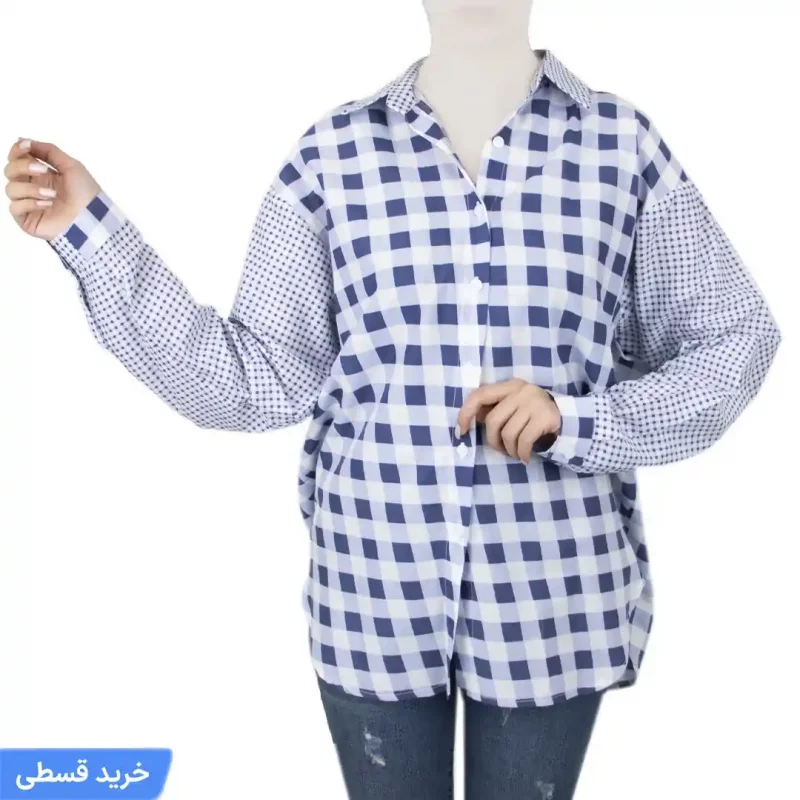 شومیز  چهار خانه یقه مردانه18979