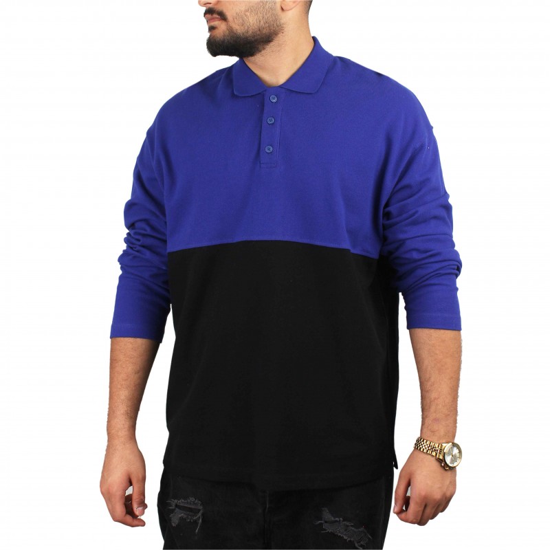 بلوز پاییزه مردانه یقه دار  سایز بزرگ دو رنگ