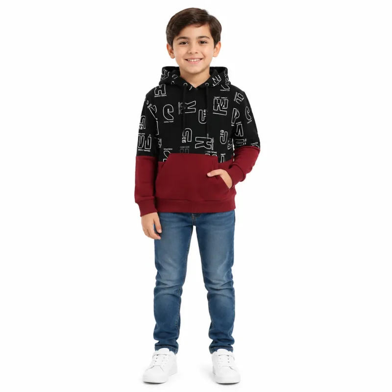 هودی پسرانه دو رنگ طرح دار