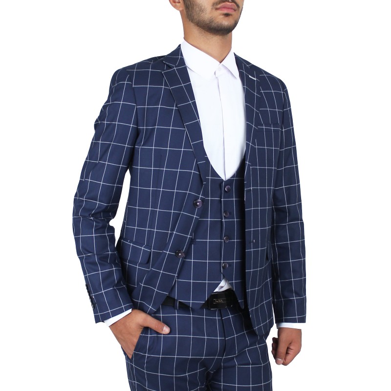 کت شلوار چهار خانه مردانه