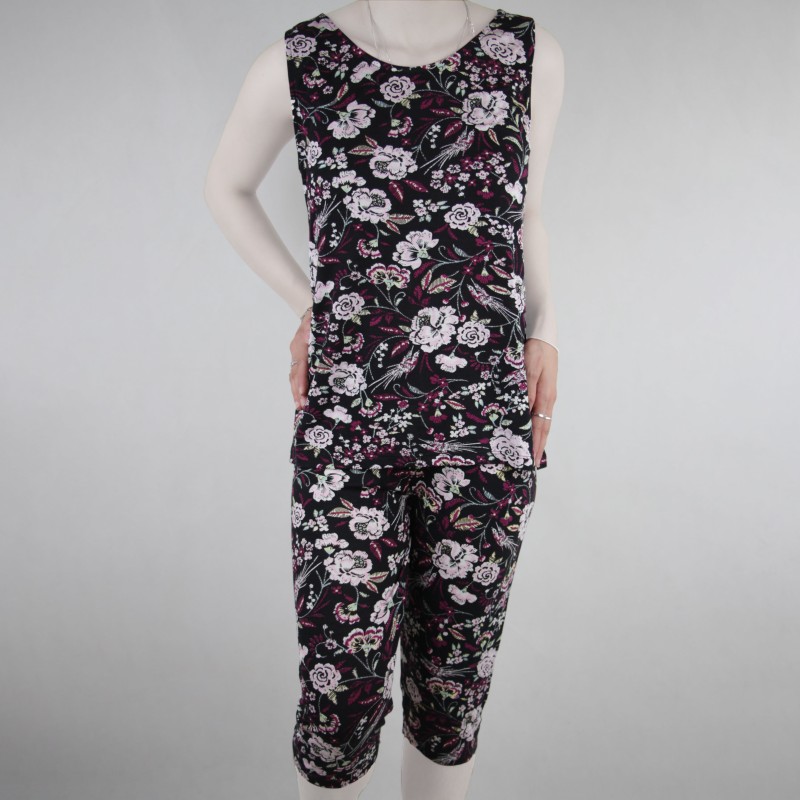 شلوارک و تاپ زنانه گل دار مشکی