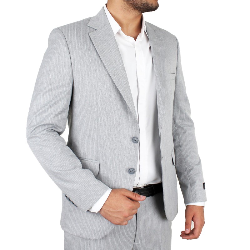 کت و شلوار دیپلمات راه راه طوسی فاستونی RENZO RINALDI