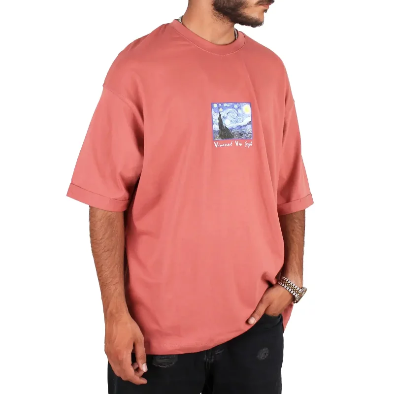 تیشرت مردانه سایز بزرگ از برند breshka طرح تابلو ونگوگ