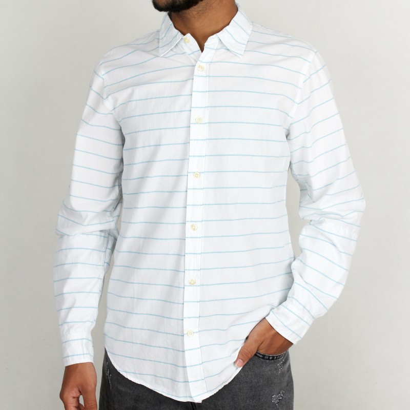 پیراهن مردانه از برند riv/sd در طرح  راه راه سفید آبی