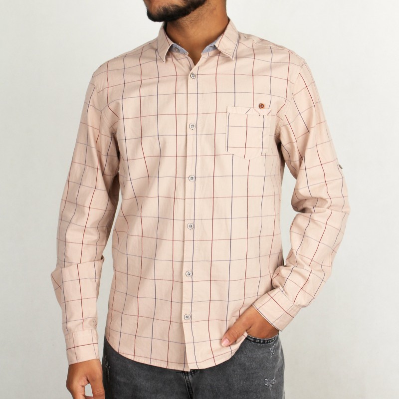 پیراهن مردانه از برند riv/sd در طرح چهار خونه خاکی