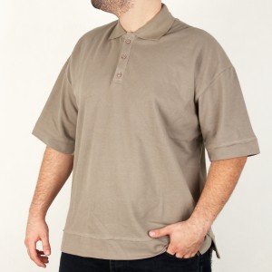 تیشرت مردانه قواره دار طرح یقه دار سه دکمه