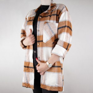 پیراهن کتی زنانه پشمی چهار خونه قهوه ای