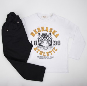 بلوز  پسرانه سفید طرح ببر koton