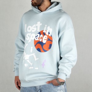 هودی مردانه نوشته دار آبی روشن  STUDIOS 204