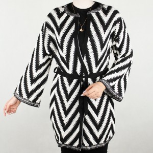 ژاکت زنانه جلو باز  بافت  سیاه و سفید