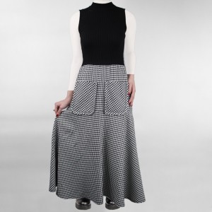 سارافون زنانه بلند بافت جیب دار مشکی