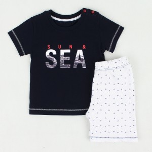 ست دخترانه تیشرت شلوارک طرح sea