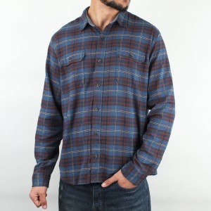 پیراهن مردانه چهار خانه دو جیب سرمه ای  قرمز LP