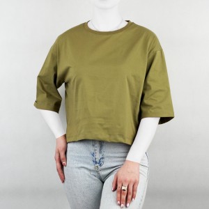 تیشرت کوتاه زنانه نوشته دار سبز