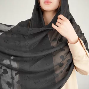 شال زنانه مشکی طرح قلب