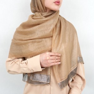 شال زنانه خط طلایی نسکافه ای