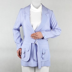 مانتو کتی زنانه آبی روشن تک دکمه