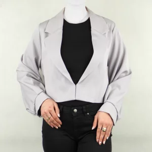 کت زنانه جیب دار طوسی یاسی نیزل