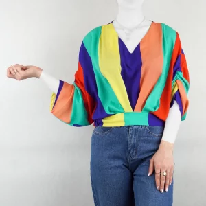 شومیز زنانه آبرنگی حریر یقه هفت