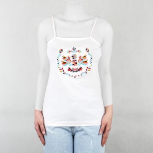 تاپ زنانه دوبنده دار سفید گلدوزی شده