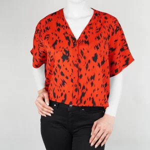 شومیز زنانه قرمز مشکی طرح ببری