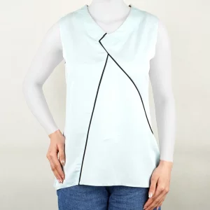 تاپ زنانه جلو خط دار یقه هفتی