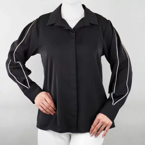 شومیز زنانه حریر آستین خط دار