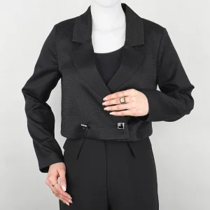 کت کراپ زنانه مشکی پوست ماری