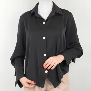 شومیز زنانه چهار دکمه مشکی