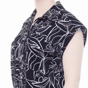 شومیز حلقه ای کلوین طرح سفید مشکی